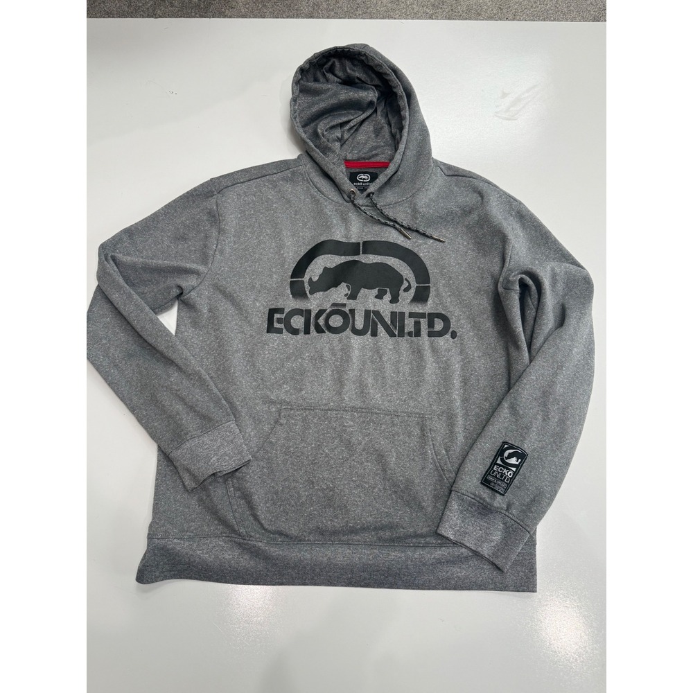 Ecko Unltd Mens XL Gray Rhino Logo‎ Pullover Hoodie Sweatshirt Streetwear